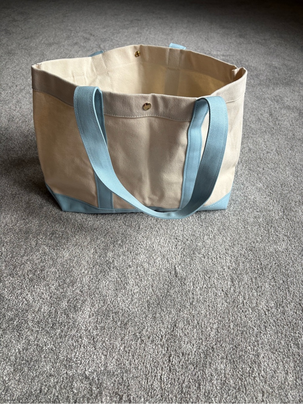BNWOT - Baublebar Cream Canvas Tote Bag with Light Blue Trim and Palm Tree Charm - Picture 7 of 7